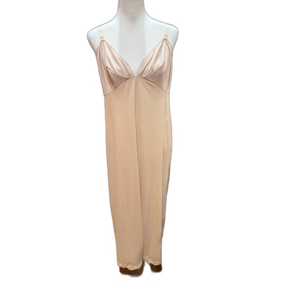 Vintage Sears Doesn’t Slip Full Slip Dress 1950s Lingerie Nylon Lace Pink 40 USA - Picture 2 of 15